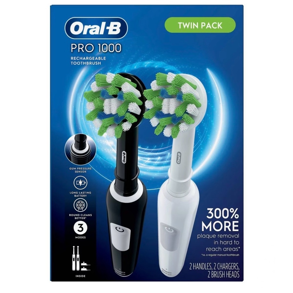 Oral-B Pro 1000 Rechargeable Toothbrush Twin Pack